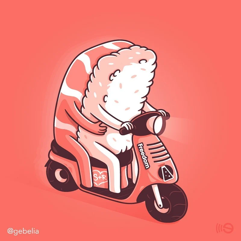 gebelia-sushi-couple-scooter-illustratoin-jpg