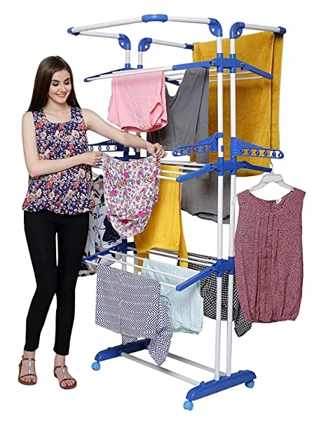 3 Poll Cloth Drying Stand - 3 Poll - 3 Layer (Wheels Comes with Break System)